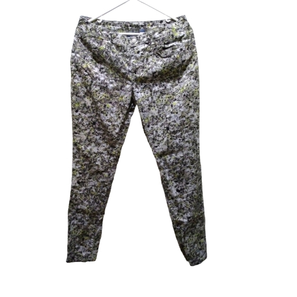 Vintage Vera Wang Multi-color Straight Legged Jeans Camo-Splatter Design Sz 8